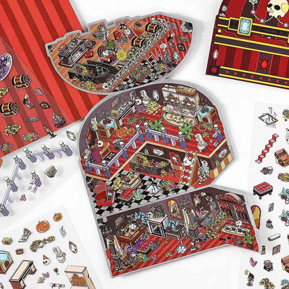 Treasure Hunt – 3D Miniature Sticker Scenes - 4 Theme Sets: Mountain Treasure | Castle Treasure | Underwater Treasure | Underground Treasure