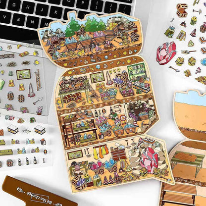 Treasure Hunt – 3D Miniature Sticker Scenes - 4 Theme Sets: Mountain Treasure | Castle Treasure | Underwater Treasure | Underground Treasure