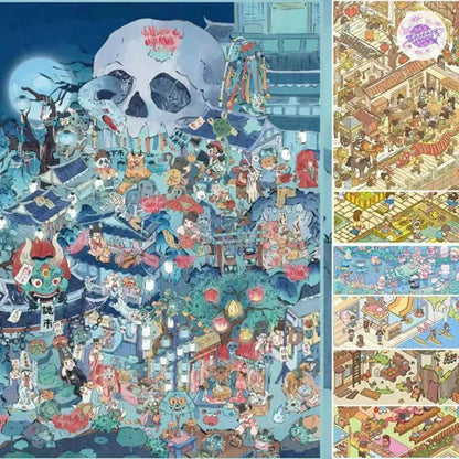 Plus Character Series – 3D Miniature Sticker Scenes - 8 Theme Sets: Skeleton Street | Ancient Style Street | Underwater Concert | Water Park