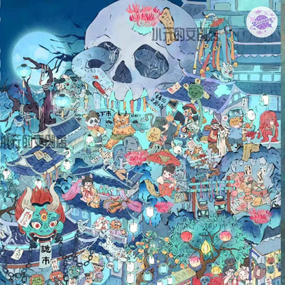 Plus Character Series – 3D Miniature Sticker Scenes - 8 Theme Sets: Skeleton Street | Ancient Style Street | Underwater Concert | Water Park