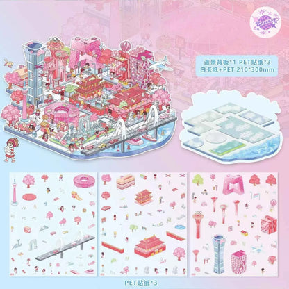 Urban Journey – 3D Miniature Sticker Scenes - 4 Theme Sets: Magic Shanghai | Diverse Beijing | Dreamy Jiangnan | Poetic Hangzhou