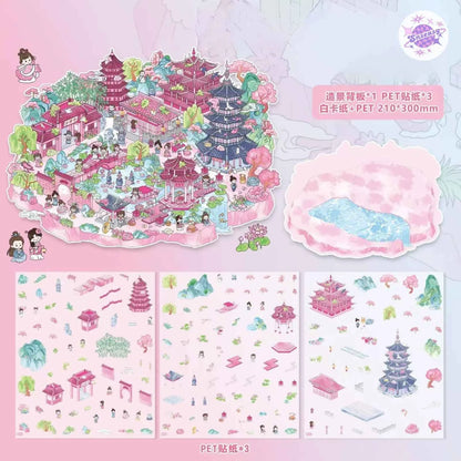 Urban Journey – 3D Miniature Sticker Scenes - 4 Theme Sets: Magic Shanghai | Diverse Beijing | Dreamy Jiangnan | Poetic Hangzhou