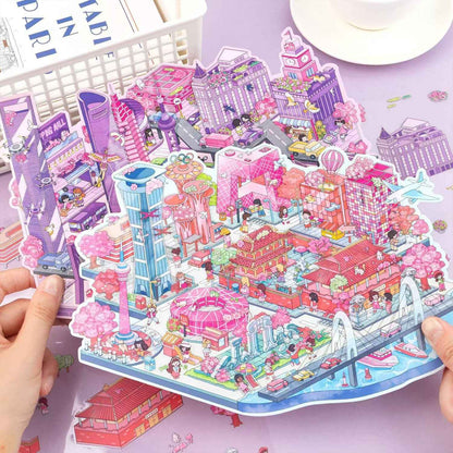 Urban Journey – 3D Miniature Sticker Scenes - 4 Theme Sets: Magic Shanghai | Diverse Beijing | Dreamy Jiangnan | Poetic Hangzhou