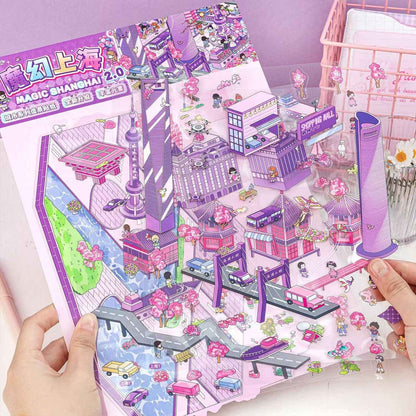 Urban Journey – 3D Miniature Sticker Scenes - 4 Theme Sets: Magic Shanghai | Diverse Beijing | Dreamy Jiangnan | Poetic Hangzhou
