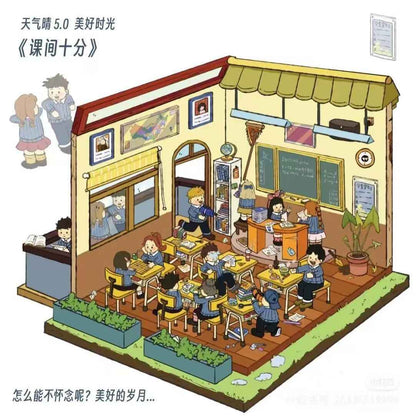 Beautiful Times 5.0 – 3D Miniature Sticker Scenes - 4 Theme Sets: Forest Library | Garden Diary | Classroom Break | Cherry Blossom House