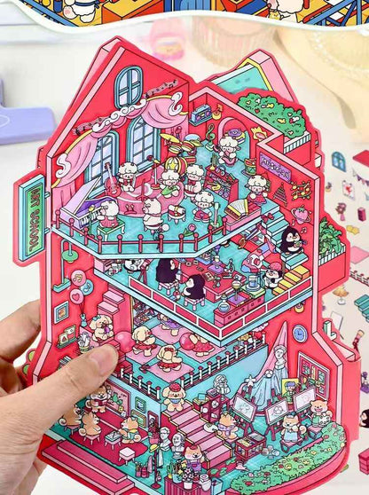 Plus Flip-Top Series – 3D Miniature Sticker Scenes - 2 Theme Sets: Art School | Cozy Inn