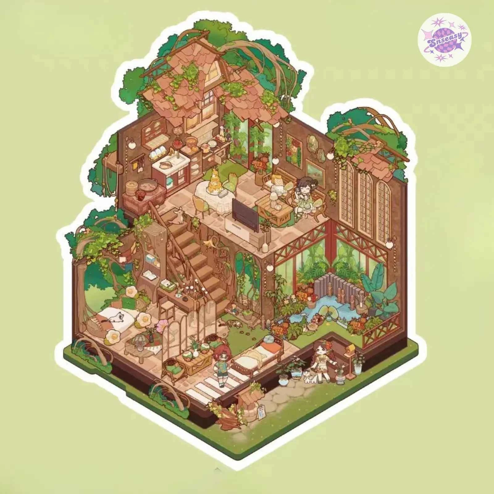 Plus My Leisure Time 2.0 – 3D Miniature Sticker Scenes - 4 Theme Sets: Ocean World | Pet Home | Nature Hiking | Steampunk