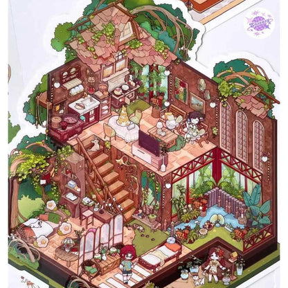 Plus My Leisure Time 2.0 – 3D Miniature Sticker Scenes - 4 Theme Sets: Ocean World | Pet Home | Nature Hiking | Steampunk