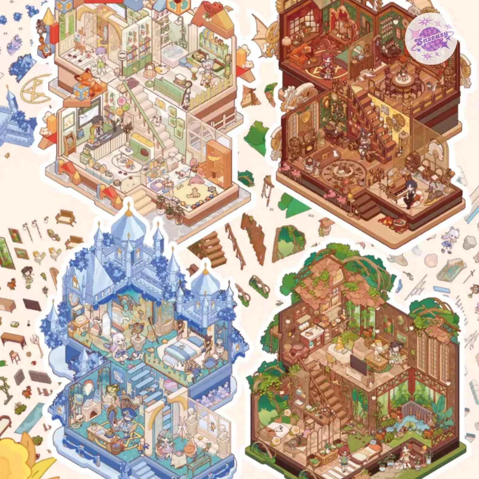 Plus My Leisure Time 2.0 – 3D Miniature Sticker Scenes - 4 Theme Sets: Ocean World | Pet Home | Nature Hiking | Steampunk