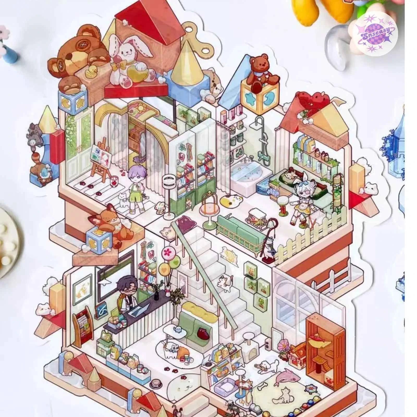Plus My Leisure Time 2.0 – 3D Miniature Sticker Scenes - 4 Theme Sets: Ocean World | Pet Home | Nature Hiking | Steampunk