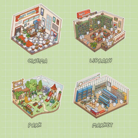 Puppy Vacation 3D Sticker Scenes - 10 Theme Sets 1.0 + 2.0