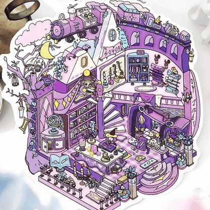 Fairy Tale Cottage – 3D Miniature Scene Stickers – 4 Theme Sets: Magic Cottage | Cinderella’s Home | Beauty and the Beast Castle | Pea Princess’s Cottage
