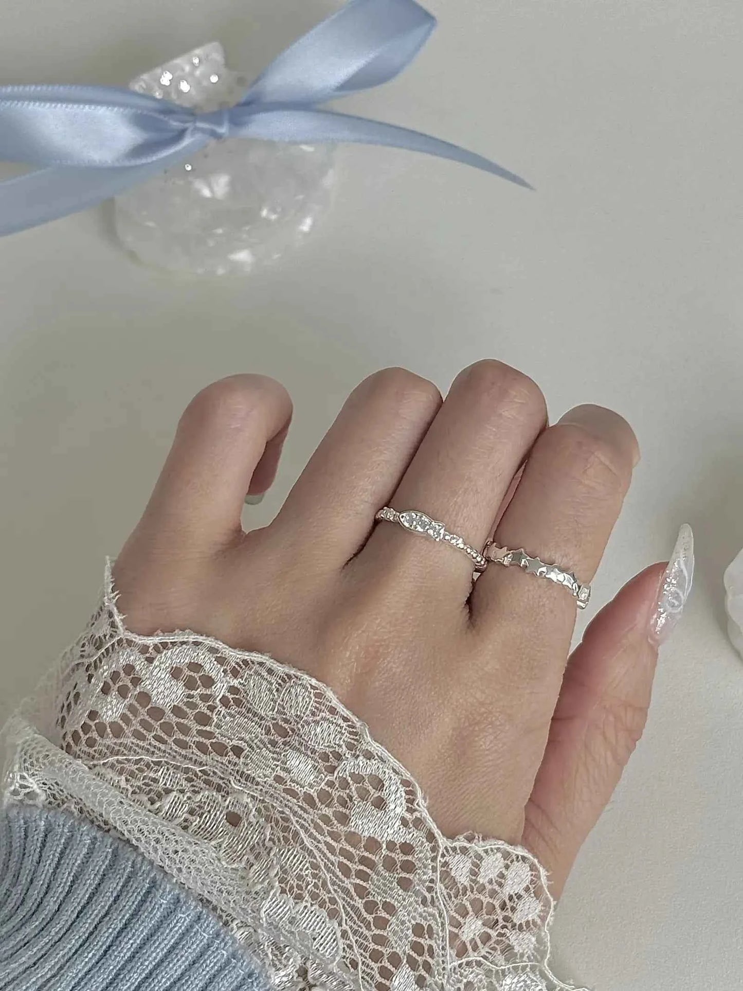 "South of France Holiday" S925 Sterling Silver Seashell and Starfish Bracelet with Fish and Star Ring - Summer, Unique, and Cool Chic