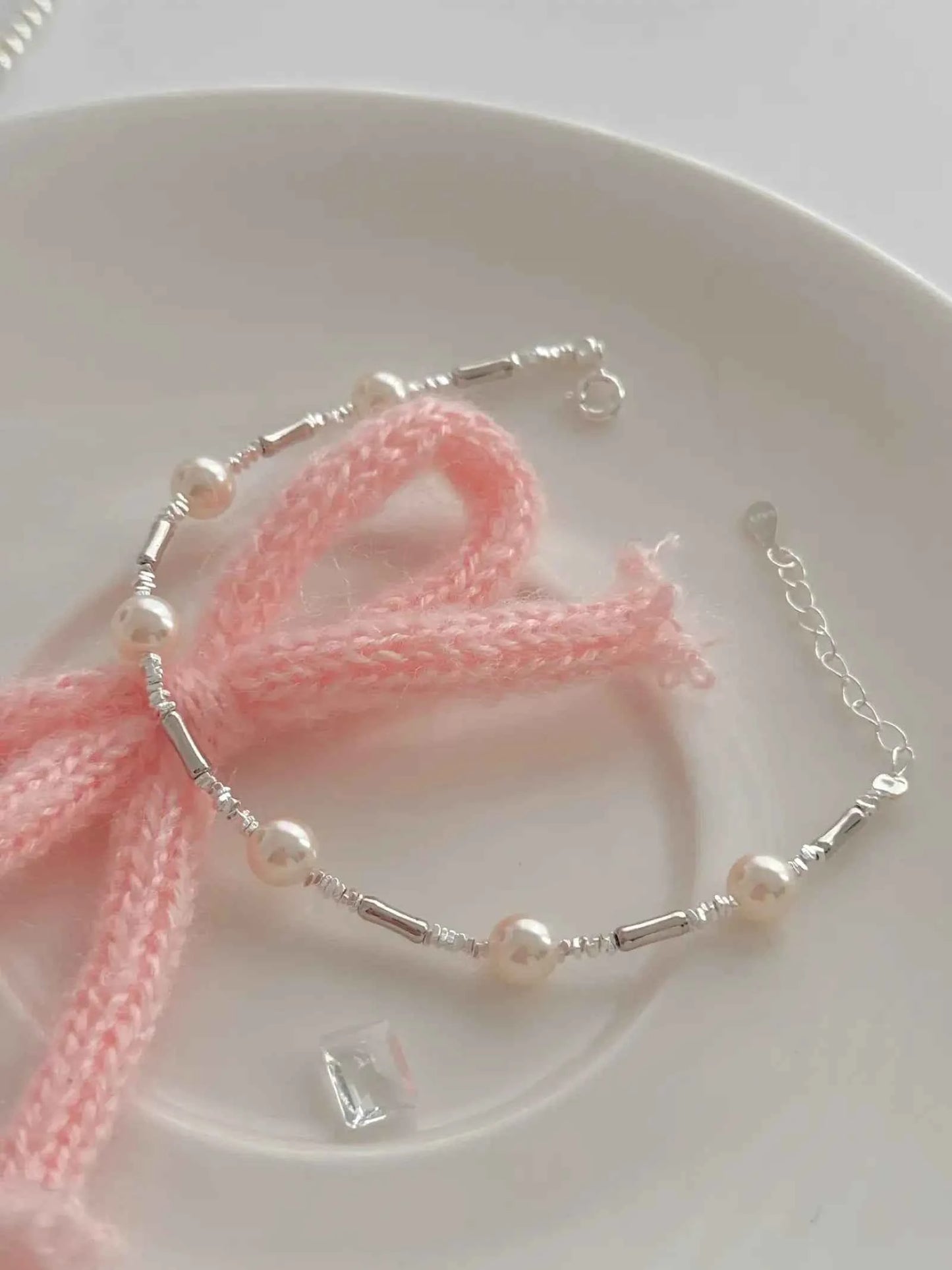 "Bamboo Bubble" 925 Sterling Silver Bamboo and Pearl Bracelet - Delicate, Elegant, and Versatile