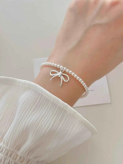 "Alice's Bowknot Pearl" 925 Sterling Silver Bracelet - Delicate, Elegant, and Charming