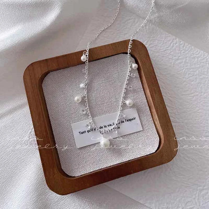"Princess Elegance" Layered Crystal & Pearl Necklace - Sweet, Elegant, and French-Inspired
