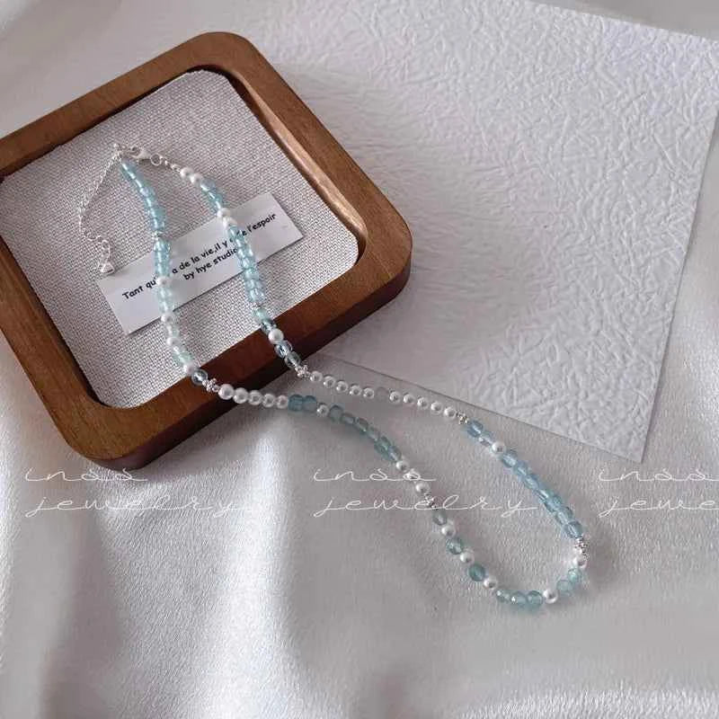 "Blue Hour" 925 Sterling Silver Natural Blue Topaz Necklace - Unique, Elegant, and Sophisticated