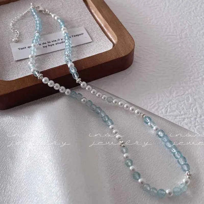 "Blue Hour" 925 Sterling Silver Natural Blue Topaz Necklace - Unique, Elegant, and Sophisticated