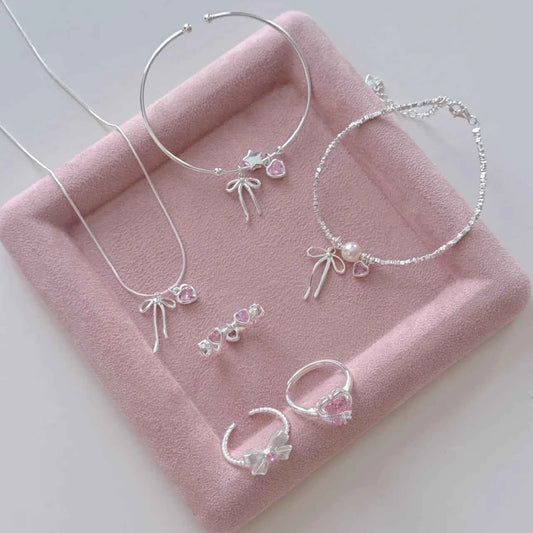 "Ballet Heart Moment" 925 Sterling Silver Necklace & Bracelet Set - Delicate, Elegant, and Unique