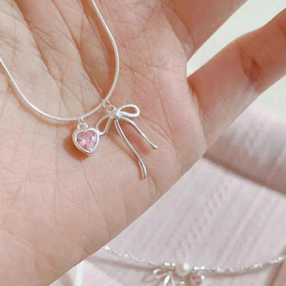 "Ballet Heart Moment" 925 Sterling Silver Necklace & Bracelet Set - Delicate, Elegant, and Unique