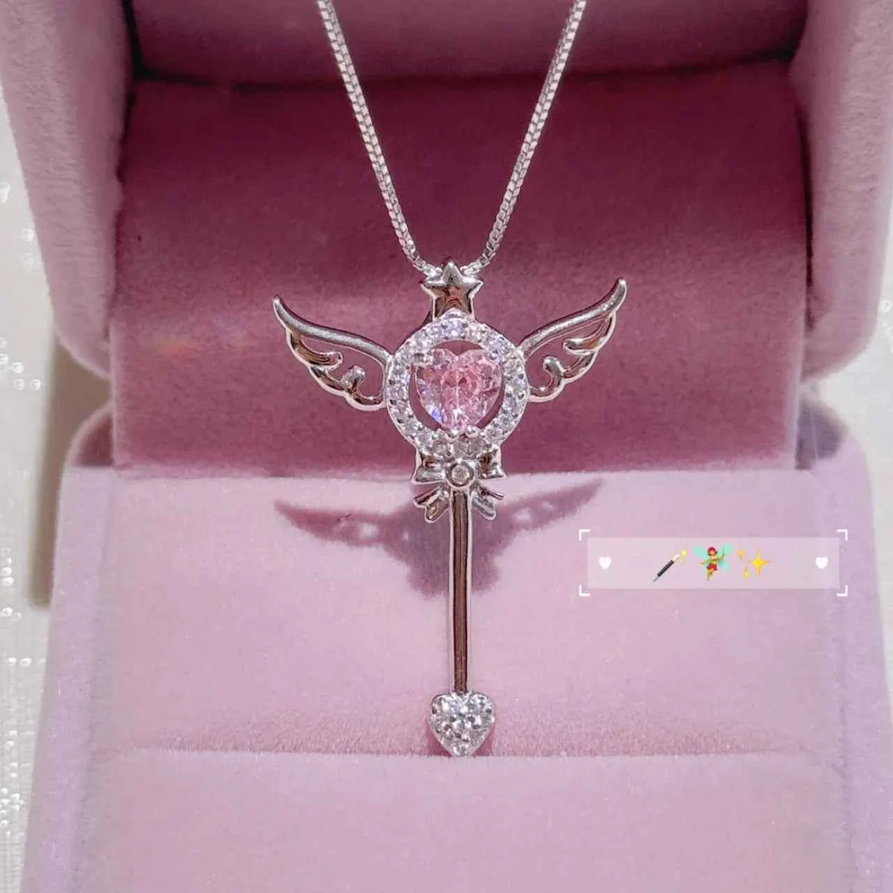 "Cardcaptor Sakura" 925 Sterling Silver Zircon Necklace - Magical, Elegant, and Perfect Gift