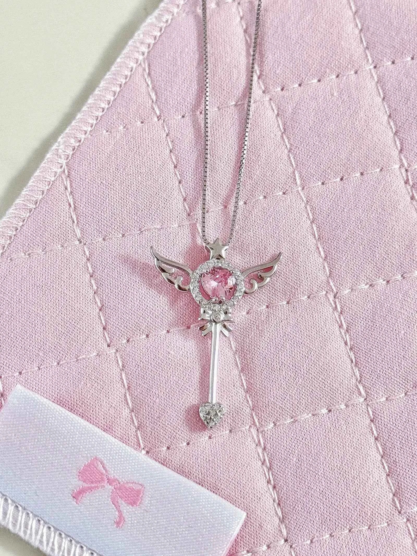 "Cardcaptor Sakura" 925 Sterling Silver Zircon Necklace - Magical, Elegant, and Perfect Gift