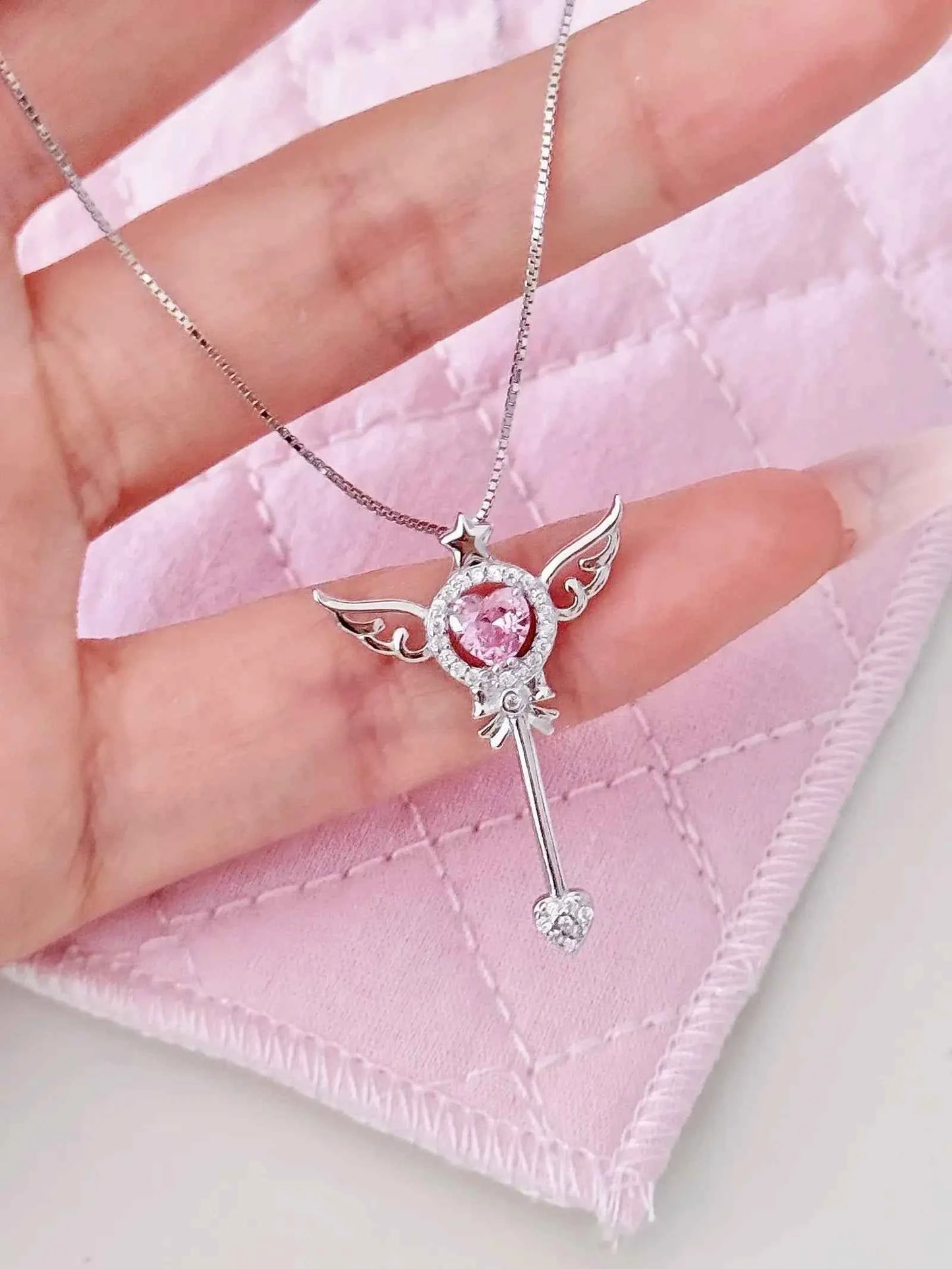 "Cardcaptor Sakura" 925 Sterling Silver Zircon Necklace - Magical, Elegant, and Perfect Gift