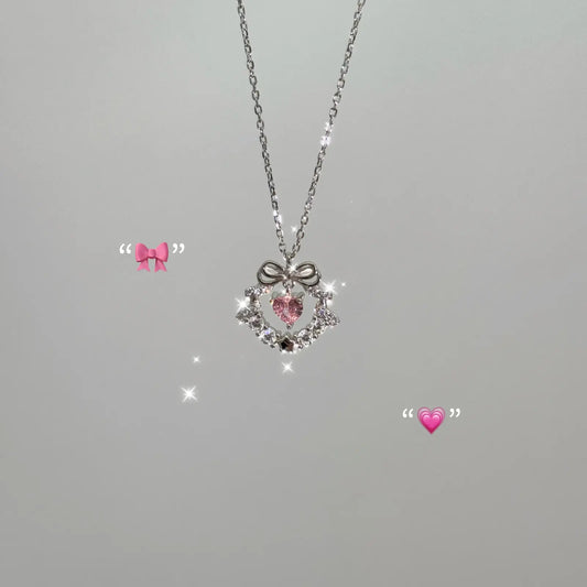 Circle of Love 925 Sterling Silver Pink Zircon Heart Necklace &#8211; Delicate Romantic and Elegant 1