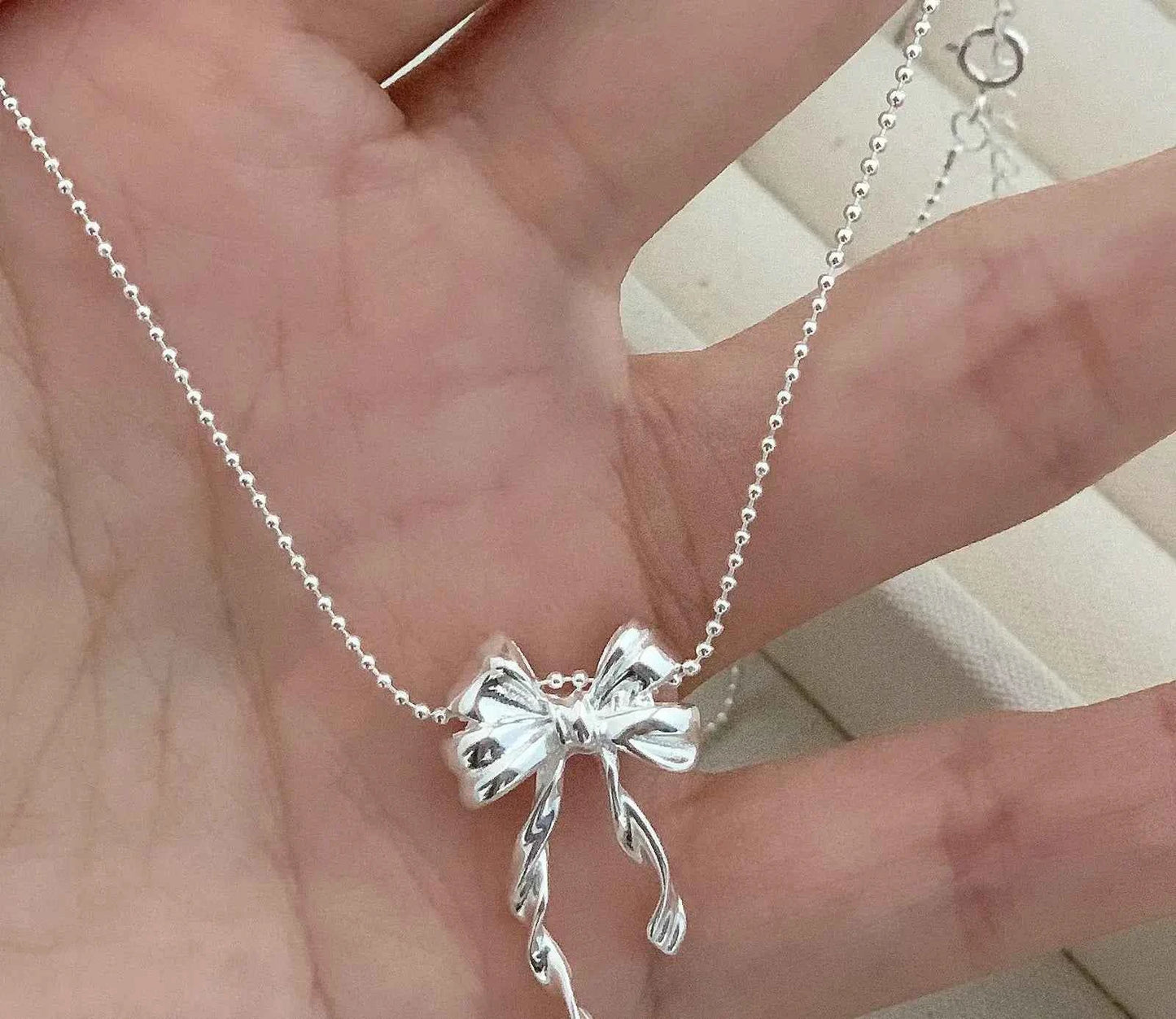 "Charming Bowknot" 925 Sterling Silver Necklace - Sweet, Elegant, and Timeless
