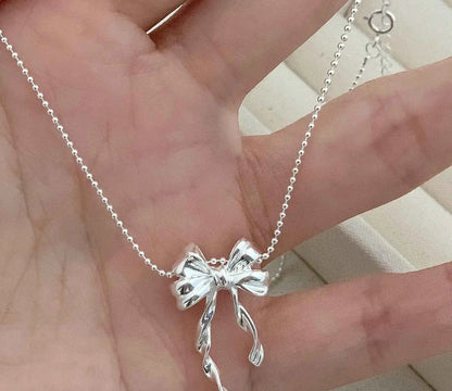 "Charming Bowknot" 925 Sterling Silver Necklace - Sweet, Elegant, and Timeless