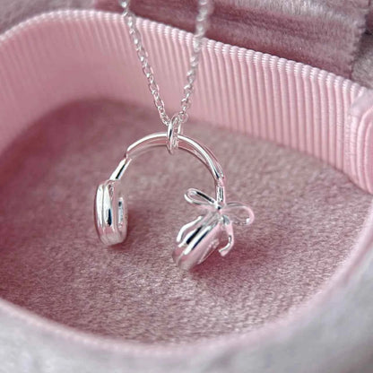 "Chic Headphone" 925 Sterling Silver Necklace - Sweet, Elegant, and Unique