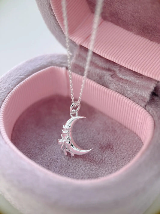 Yours Only Moon 925 Sterling Silver Bowknot Moon Necklace &#8211; Unique Elegant and Mystical 1