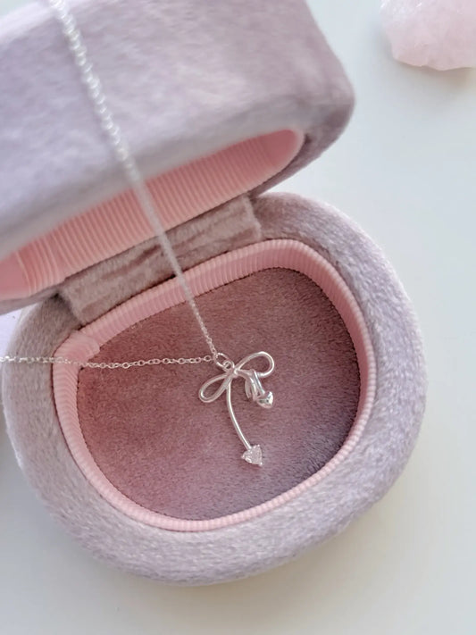 Charming Bow Cherry 925 Sterling Silver Zircon Necklace &#8211; Delicate Elegant and Unique 2