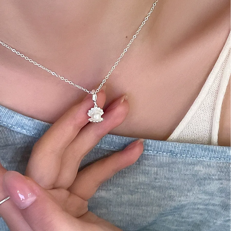 "Canghai Pearl" 925 Sterling Silver Shell Necklace - Elegant, Delicate, and Timeless - SNSEASY