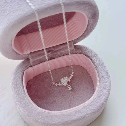 "Dreamy Star and Moon" 999 Pure Silver Necklace with 5A Zircon - Elegant, Sparkling, and Unique