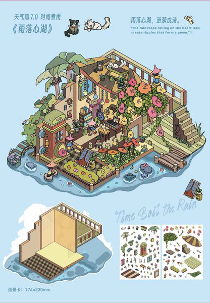Beautiful Spring 7.0 – 3D Miniature Sticker Scenes - 4 Theme Sets: Black Pink Room | Light Pink Room | Rainforest Room | European Room