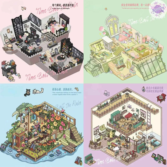 Beautiful Spring 7.0 – 3D Miniature Sticker Scenes - 4 Theme Sets: Black Pink Room | Light Pink Room | Rainforest Room | European Room