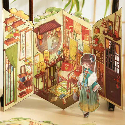 Plus Sweet Dream Dollhouse – Foldable 3D Miniature Sticker Scenes - 2 Theme Sets: Rose Manor | Green Vineyard Courtyard