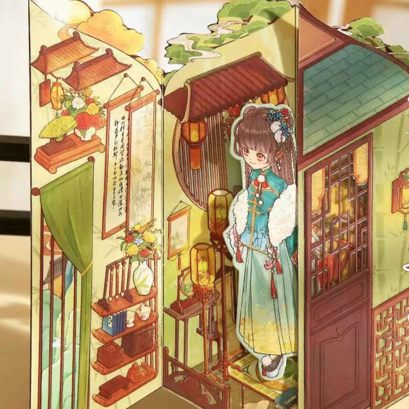 Plus Sweet Dream Dollhouse – Foldable 3D Miniature Sticker Scenes - 2 Theme Sets: Rose Manor | Green Vineyard Courtyard