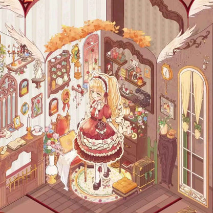 Plus Sweet Dream Dollhouse – Foldable 3D Miniature Sticker Scenes - 2 Theme Sets: Rose Manor | Green Vineyard Courtyard