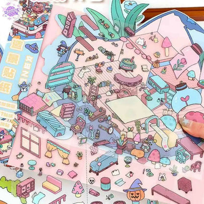Plus Burger King & Witch House – 3D Miniature Sticker Scenes - 2 Theme Sets: Burger King | Witch House