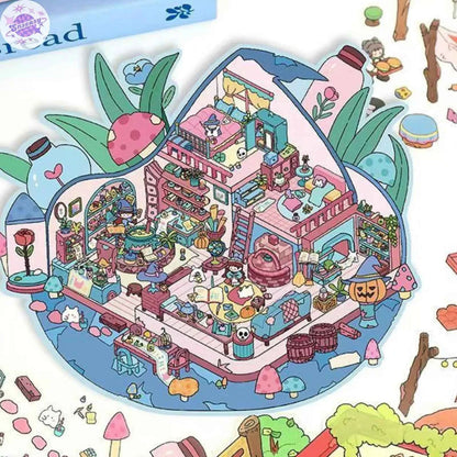 Plus Burger King & Witch House – 3D Miniature Sticker Scenes - 2 Theme Sets: Burger King | Witch House