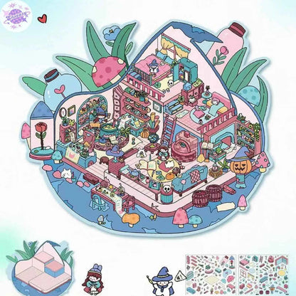 Plus Burger King & Witch House – 3D Miniature Sticker Scenes - 2 Theme Sets: Burger King | Witch House