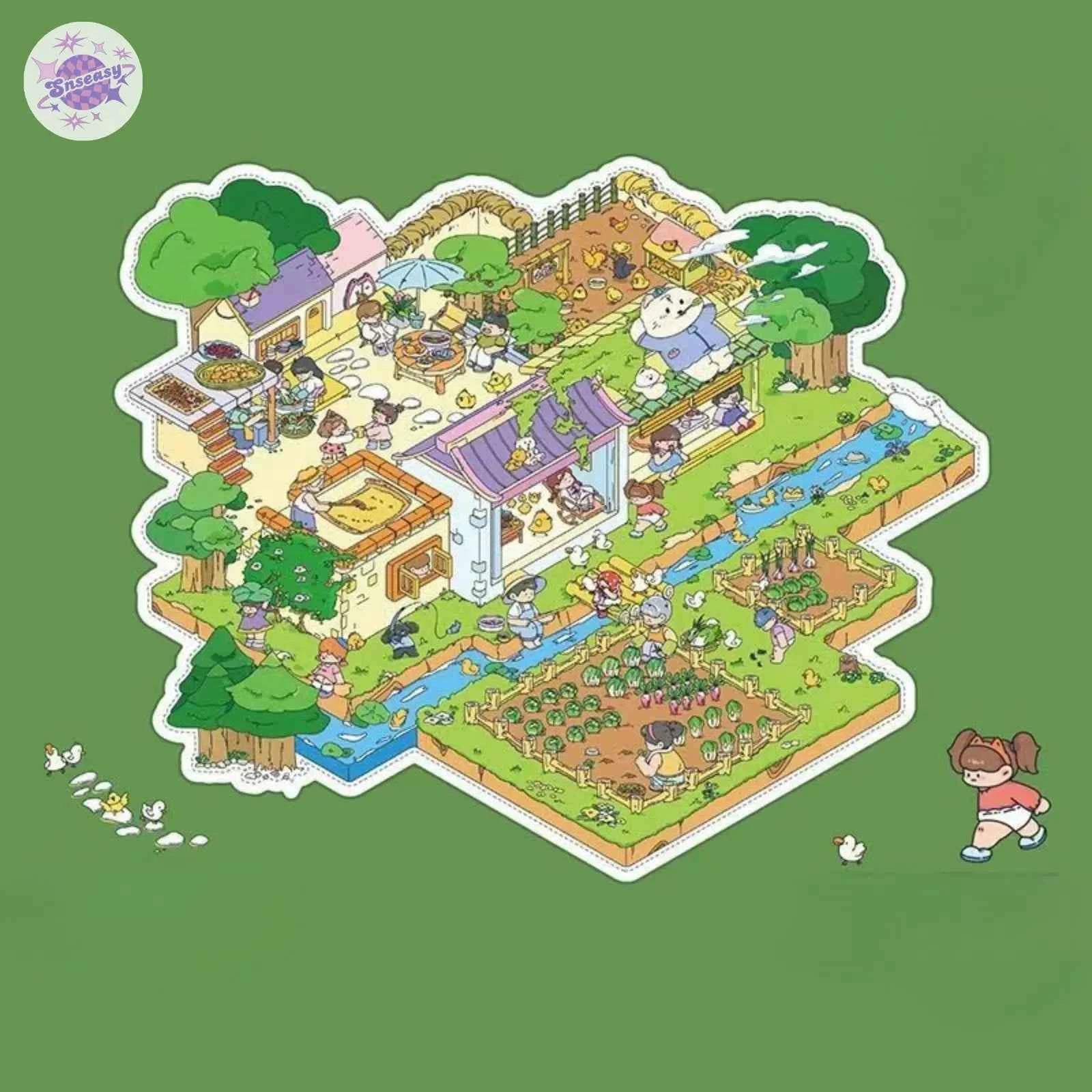 Plus Granny's Countryside – 3D Miniature Sticker Scenes - 3 Theme Sets: Granny's Home | Granny's Orchard | My Farm