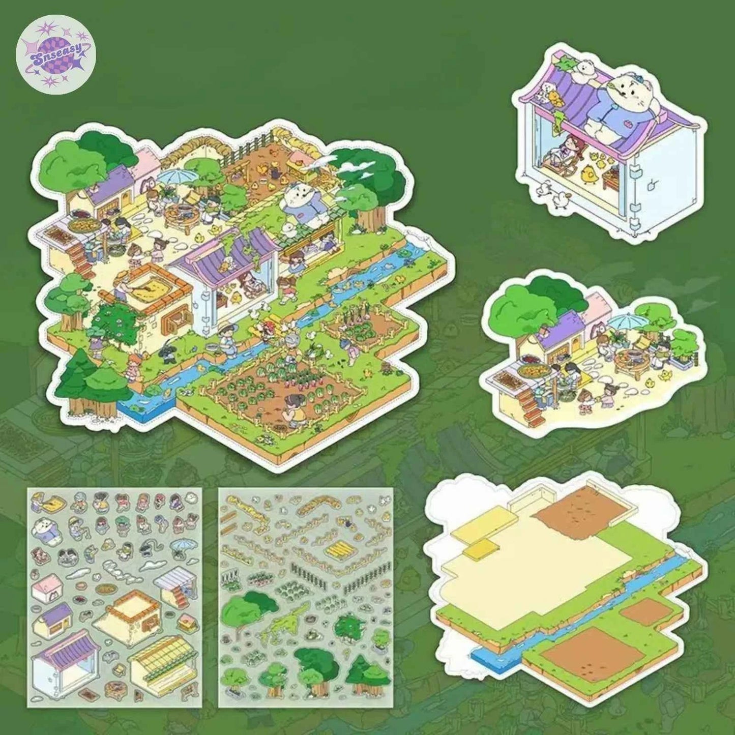 Plus Granny's Countryside – 3D Miniature Sticker Scenes - 3 Theme Sets: Granny's Home | Granny's Orchard | My Farm