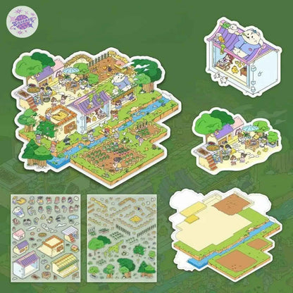 Plus Granny's Countryside – 3D Miniature Sticker Scenes - 3 Theme Sets: Granny's Home | Granny's Orchard | My Farm