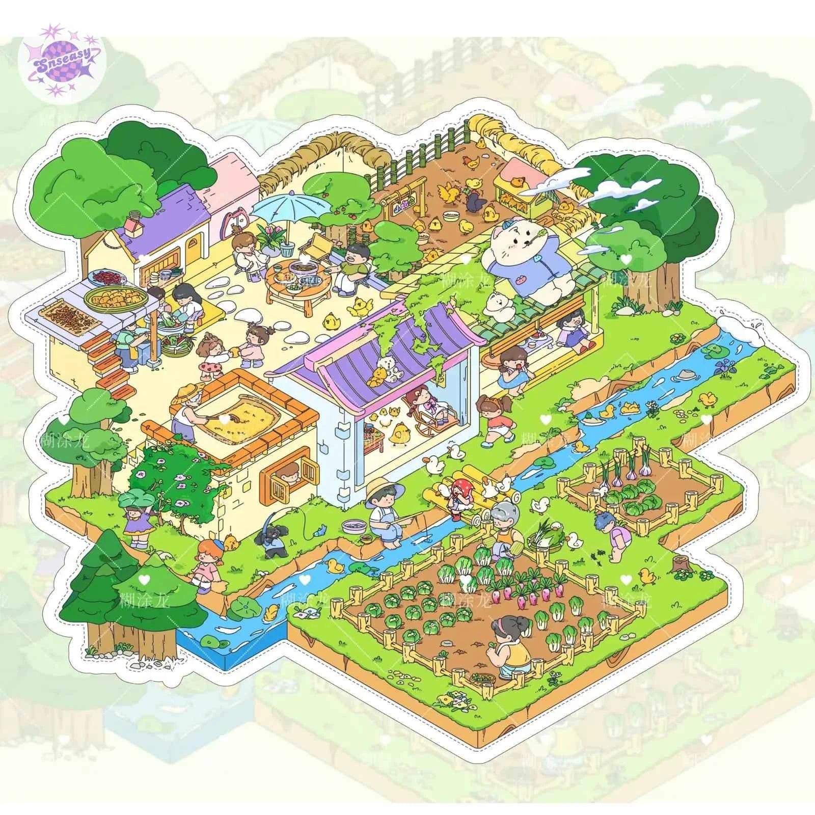 Plus Granny's Countryside – 3D Miniature Sticker Scenes - 3 Theme Sets: Granny's Home | Granny's Orchard | My Farm