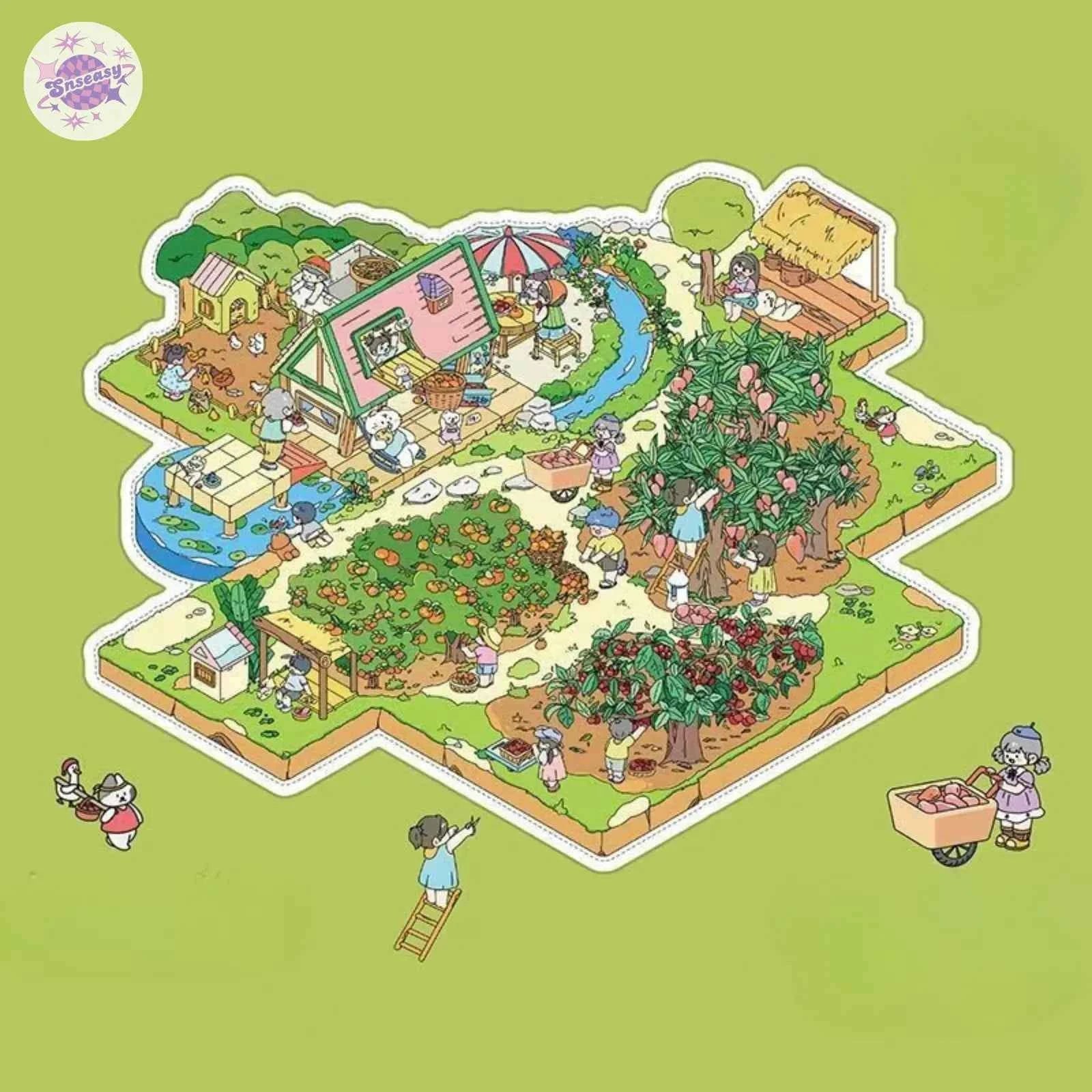 Plus Granny's Countryside – 3D Miniature Sticker Scenes - 3 Theme Sets: Granny's Home | Granny's Orchard | My Farm