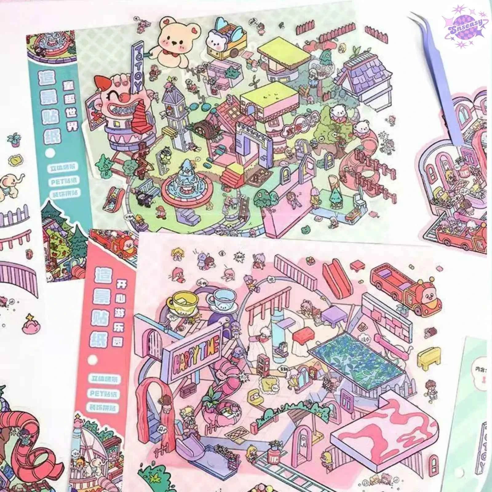 Plus Childlike World – 3D Miniature Sticker Scenes - 2 Theme Sets: Childlike World | Happy Land