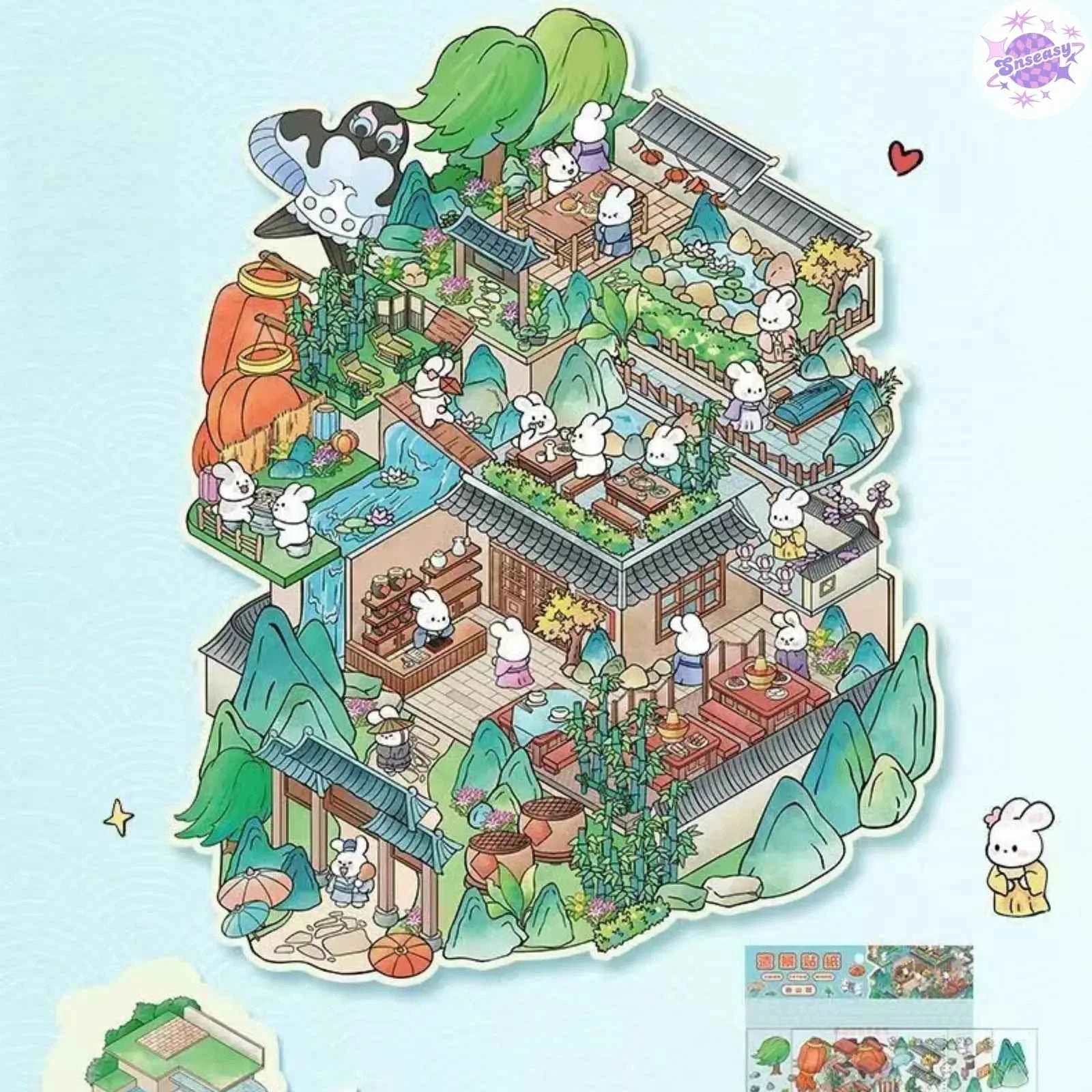 Plus Rabbit Courtyard – 3D Miniature Sticker Scenes - 2 Theme Sets: Rabbit Courtyard | Dream Home